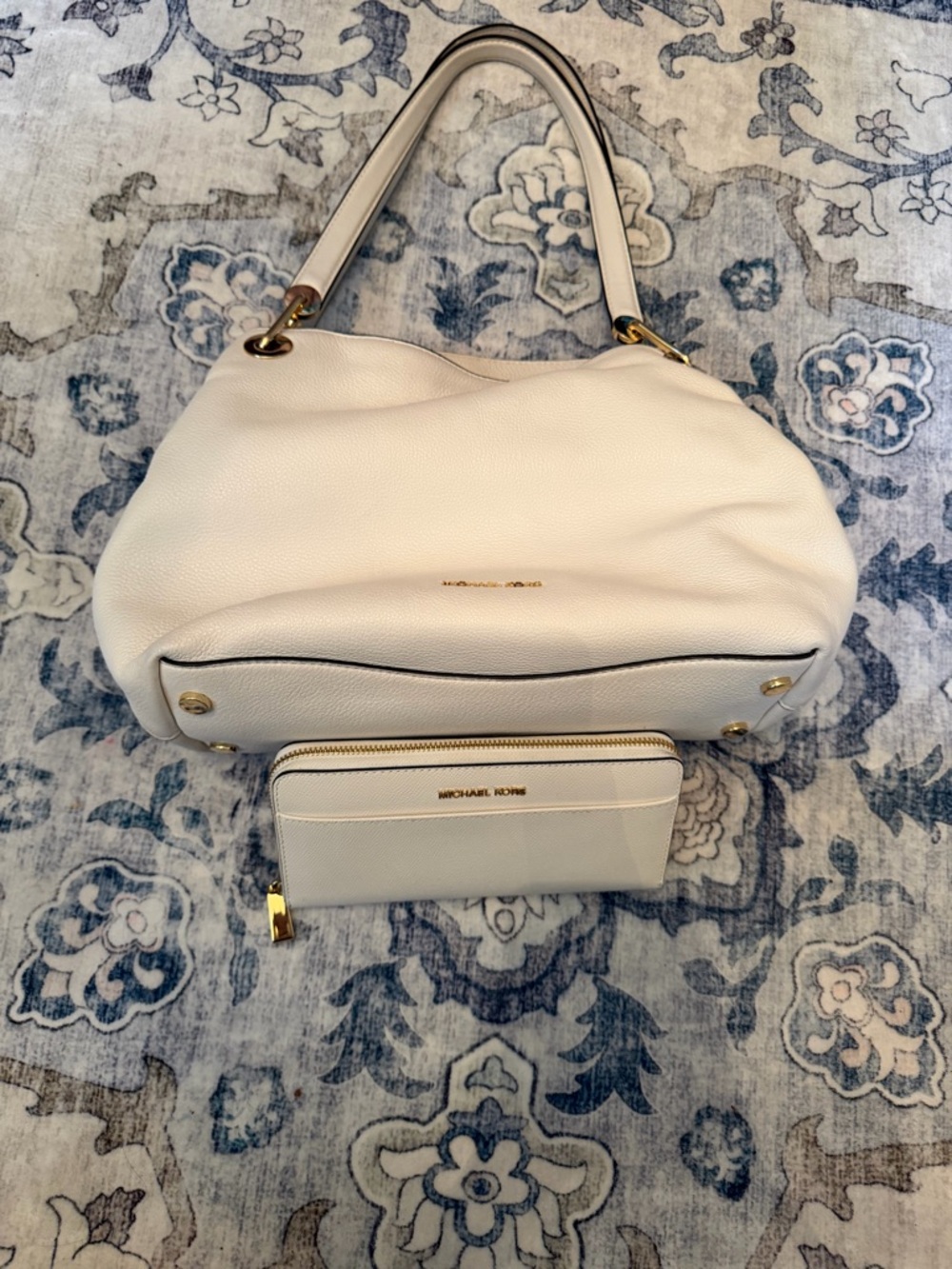 Michael Kors Cream Pebbled Leather Shoulder Bag with Matching Wallet